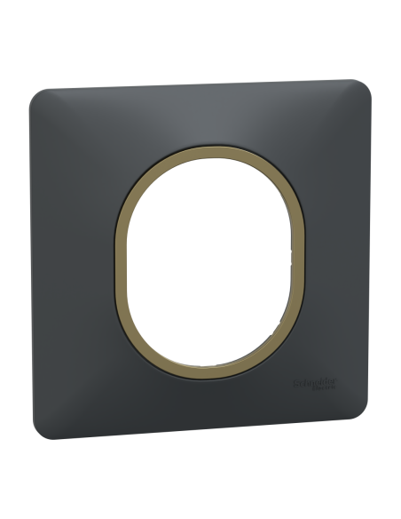 Schneider S340702E Ovalis plaque 1 poste anthracite bague laiton