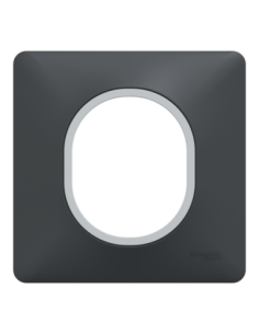 Schneider S340702G Ovalis plaque 1 poste anthracite bague argent chromé 2