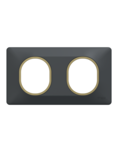 Schneider S340704E Ovalis plaque 2 postes anthracite bague laiton 2