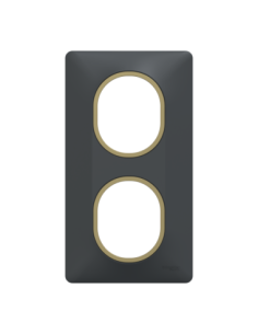 Schneider S340724E Ovalis plaque 2 postes verticale anthracite bague laiton 2