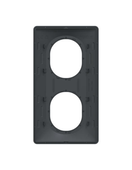 Plaque 2 postes verticale bague laiton Ovalis anthracite Schneider S340724E