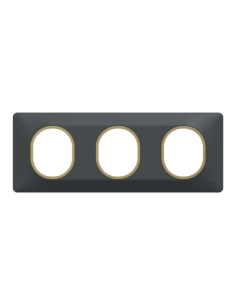 Schneider S340706E Ovalis plaque 3 postes anthracite bague laiton 2