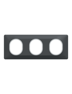 Schneider S340706G Ovalis plaque 3 postes anthracite bague argent chromé 2