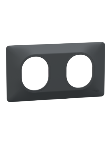 Schneider S340704 Ovalis plaque 2 postes horizontale anthracite