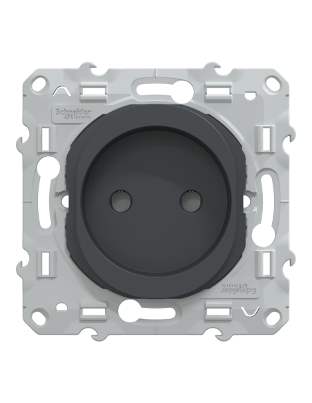 Prise 2P 16A sans terre Ovalis anthracite Schneider S340033