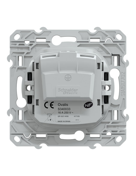 Prise 2P 16A sans terre Ovalis anthracite Schneider S340033